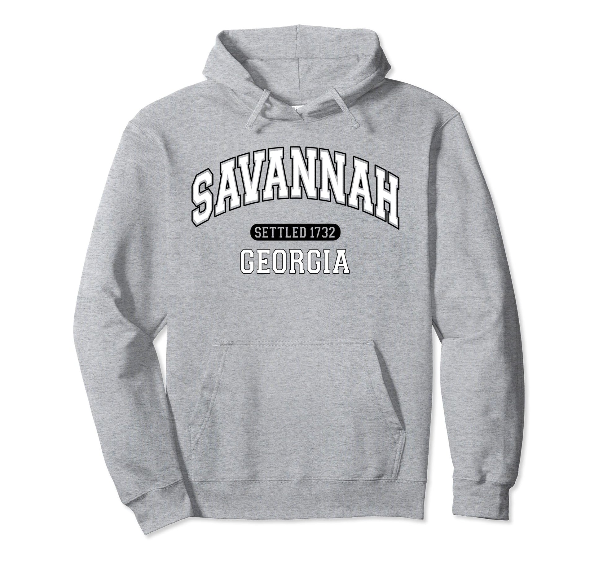 Savannah Georgia Sports Varsity White Hoodie - Novelty Apparel for Adults - T-Shirt, Sweatshirt, Hoodie