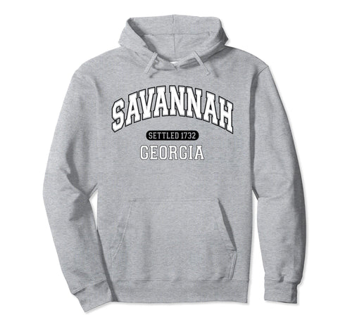 Savannah Georgia Sports Varsity White Hoodie - Novelty Apparel for Adults - T-Shirt, Sweatshirt, Hoodie