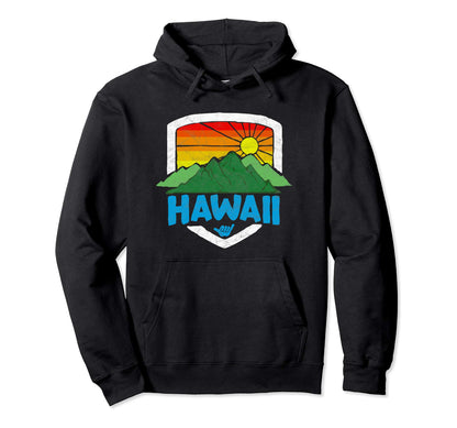 Hawaii Rainbow Sun 80S Hoodie - Casual Everyday Wear Unisex - T-Shirt, Sweatshirt, Hoodie