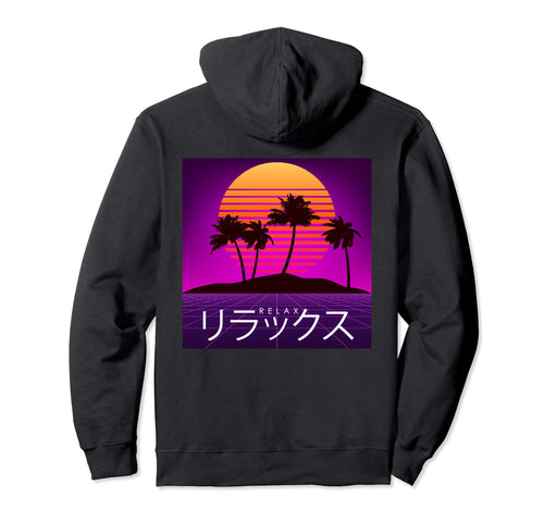 Relax Sunset Grid Aesthetic Vaporwave Hoodie - Unique Graphic for Adults - T-Shirt, Sweatshirt, Hoodie