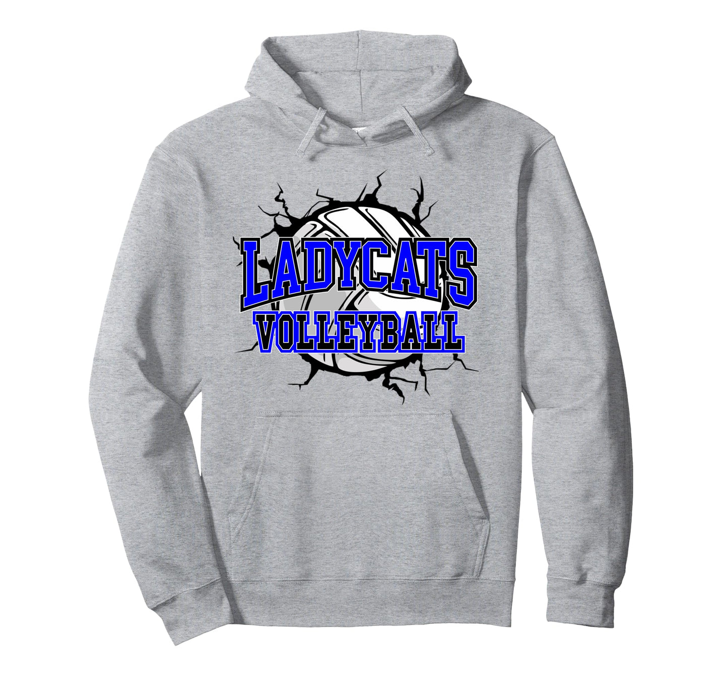Ladycats Volleyball Mom School Spirit Hoodie - Graphic Print Men Women - T-Shirt, Sweatshirt, Hoodie