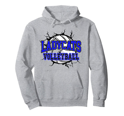 Ladycats Volleyball Mom School Spirit Hoodie - Graphic Print Men Women - T-Shirt, Sweatshirt, Hoodie