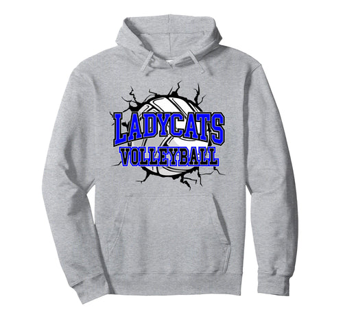 Ladycats Volleyball Mom School Spirit Hoodie - Graphic Print Men Women - T-Shirt, Sweatshirt, Hoodie
