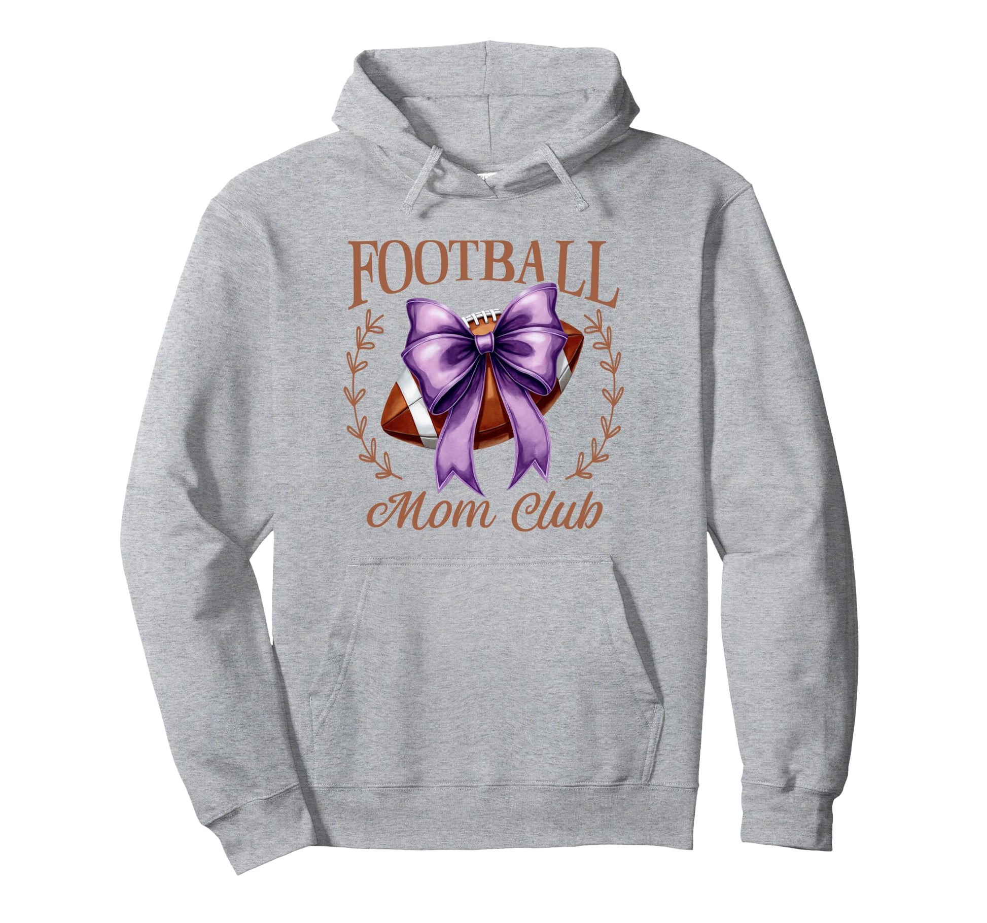Game Day Purple Croquette Bow Football Hoodie - Novelty Apparel for Adults - T-Shirt, Sweatshirt, Hoodie