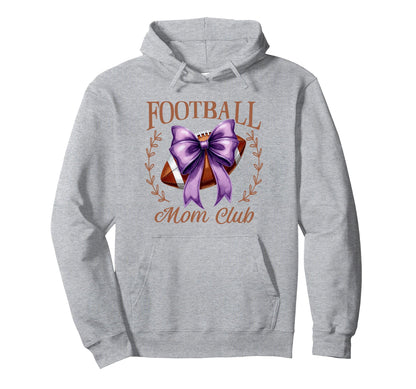 Game Day Purple Croquette Bow Football Hoodie - Novelty Apparel for Adults - T-Shirt, Sweatshirt, Hoodie