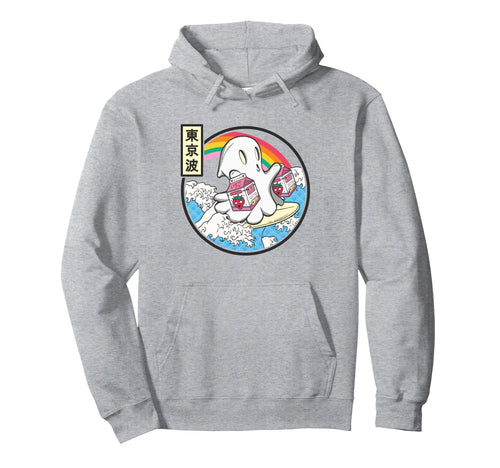 Surfing Ghost Strawberry Milk Japanese Hoodie - Custom Art Print Unisex - T-Shirt, Sweatshirt, Hoodie