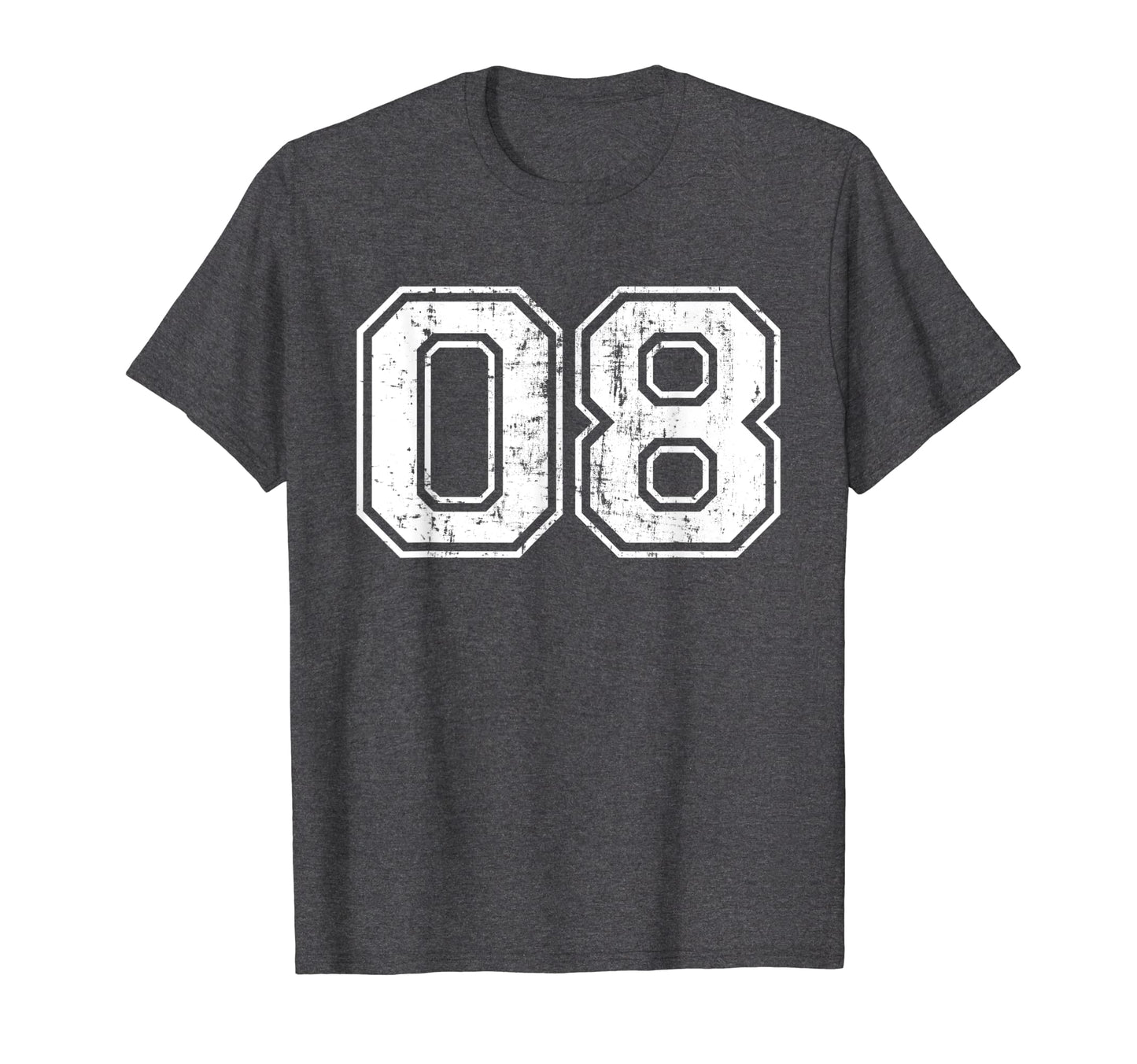 Number 08 Varsity Distressed Sports T-Shirt - Trendy Graphic for Adults - T-Shirt, Sweatshirt, Hoodie