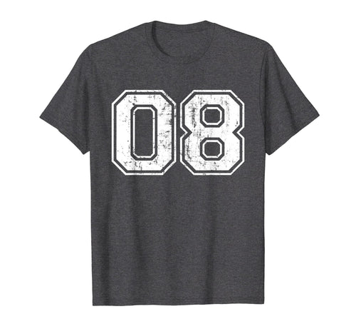 Number 08 Varsity Distressed Sports T-Shirt - Trendy Graphic for Adults - T-Shirt, Sweatshirt, Hoodie