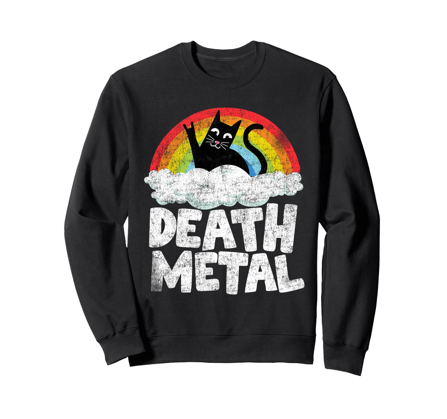 Death Metal Cat Rainbow Metal Fan Sweatshirt - Graphic Print Men Women - T-Shirt, Sweatshirt, Hoodie