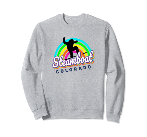 Steamboat 80S Rainbow Snowboarder Sweatshirt - Trendy Graphic Unisex - T-Shirt, Sweatshirt, Hoodie