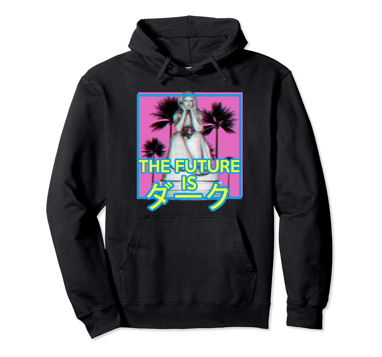 Vaporwave Gothic Statue Future Is Dark Hoodie - Streetwear Style Unisex - T-Shirt, Sweatshirt, Hoodie