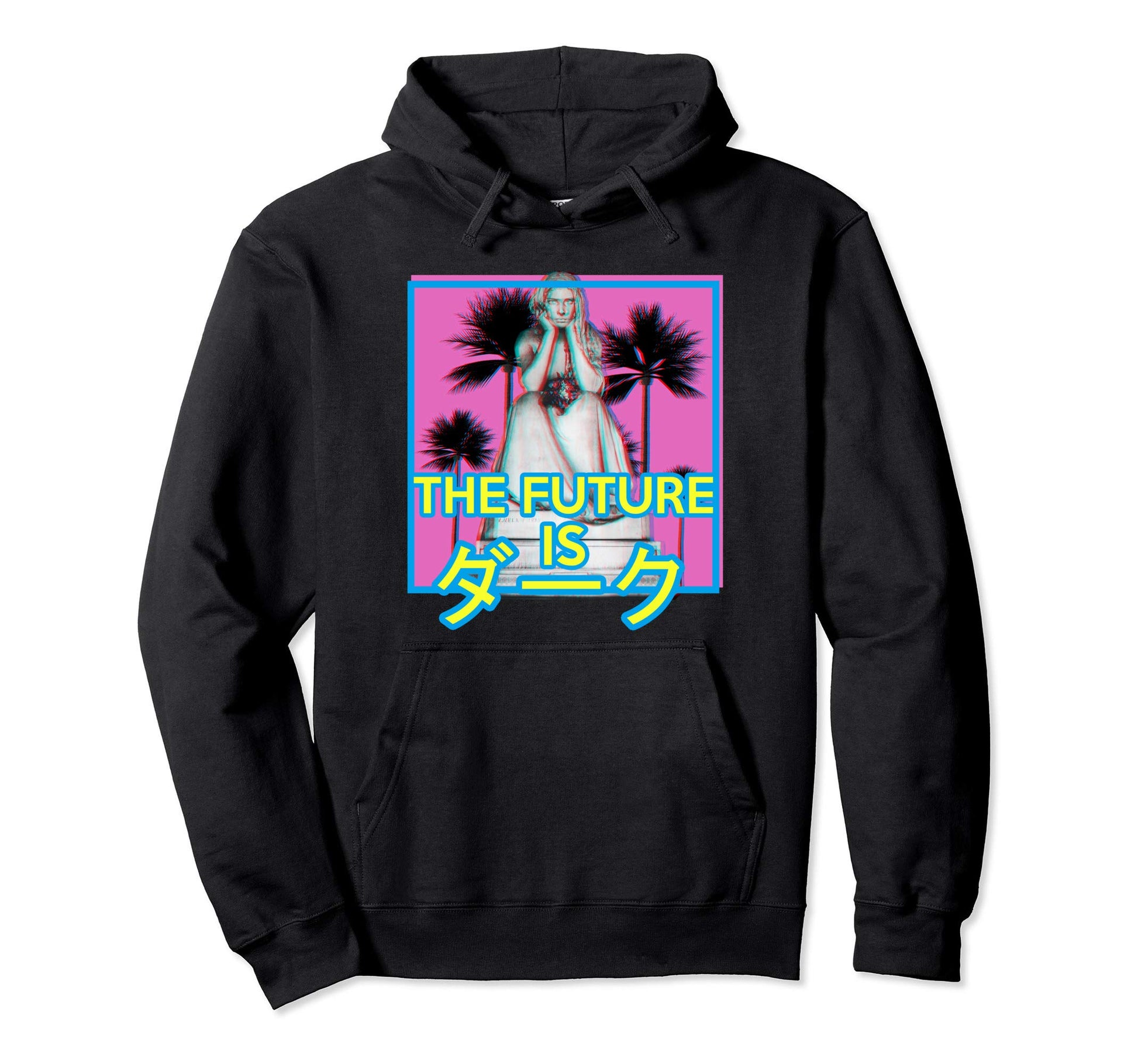 Vaporwave Gothic Statue Future Is Dark Hoodie - Streetwear Style Unisex - T-Shirt, Sweatshirt, Hoodie
