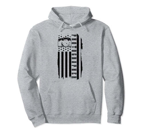 Patriotic Photographer Us Flag Camera Hoodie - Minimalist Print Men Women - T-Shirt, Sweatshirt, Hoodie