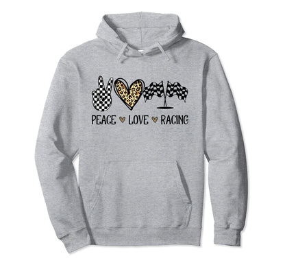 Leopard Racing Lover Peace Love Hoodie - Casual Everyday Wear Men Women - T-Shirt, Sweatshirt, Hoodie
