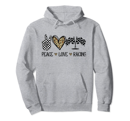 Leopard Racing Lover Peace Love Hoodie - Casual Everyday Wear Men Women - T-Shirt, Sweatshirt, Hoodie