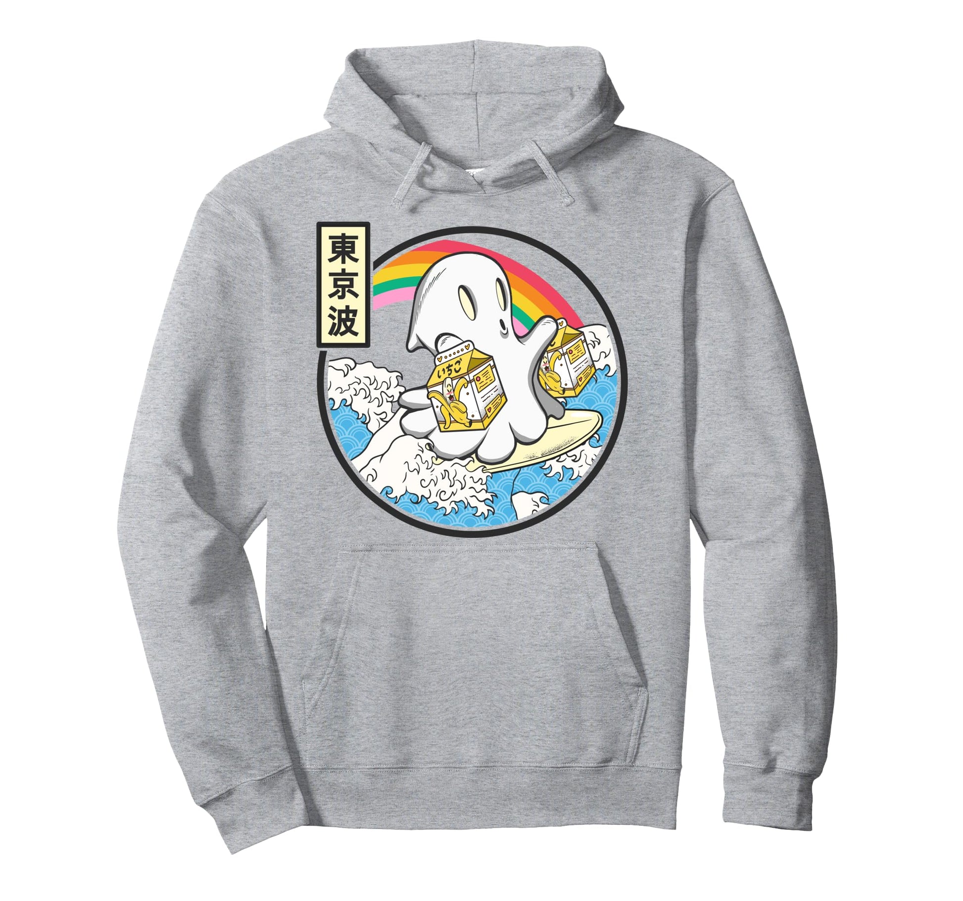 Surfing Ghost Banana Milk Japanese Waves Hoodie - Aesthetic Graphic Unisex - T-Shirt, Sweatshirt, Hoodie