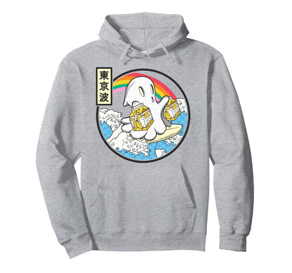 Surfing Ghost Banana Milk Japanese Waves Hoodie - Aesthetic Graphic Unisex - T-Shirt, Sweatshirt, Hoodie