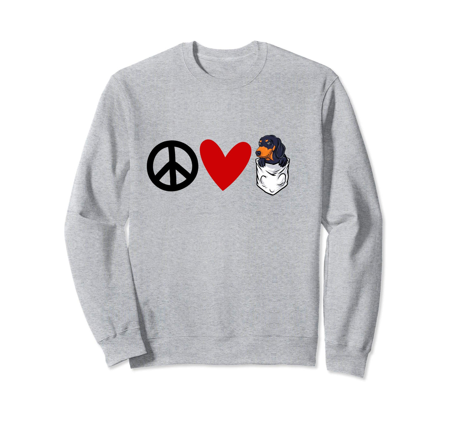 Doxie Lovers Peace Love Sweatshirt - Fun Novelty Design for Adults - T-Shirt, Sweatshirt, Hoodie