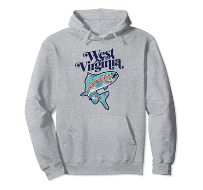 West Virginia Rainbow Trout Fishing Hoodie - Custom Art Print for Adults - T-Shirt, Sweatshirt, Hoodie
