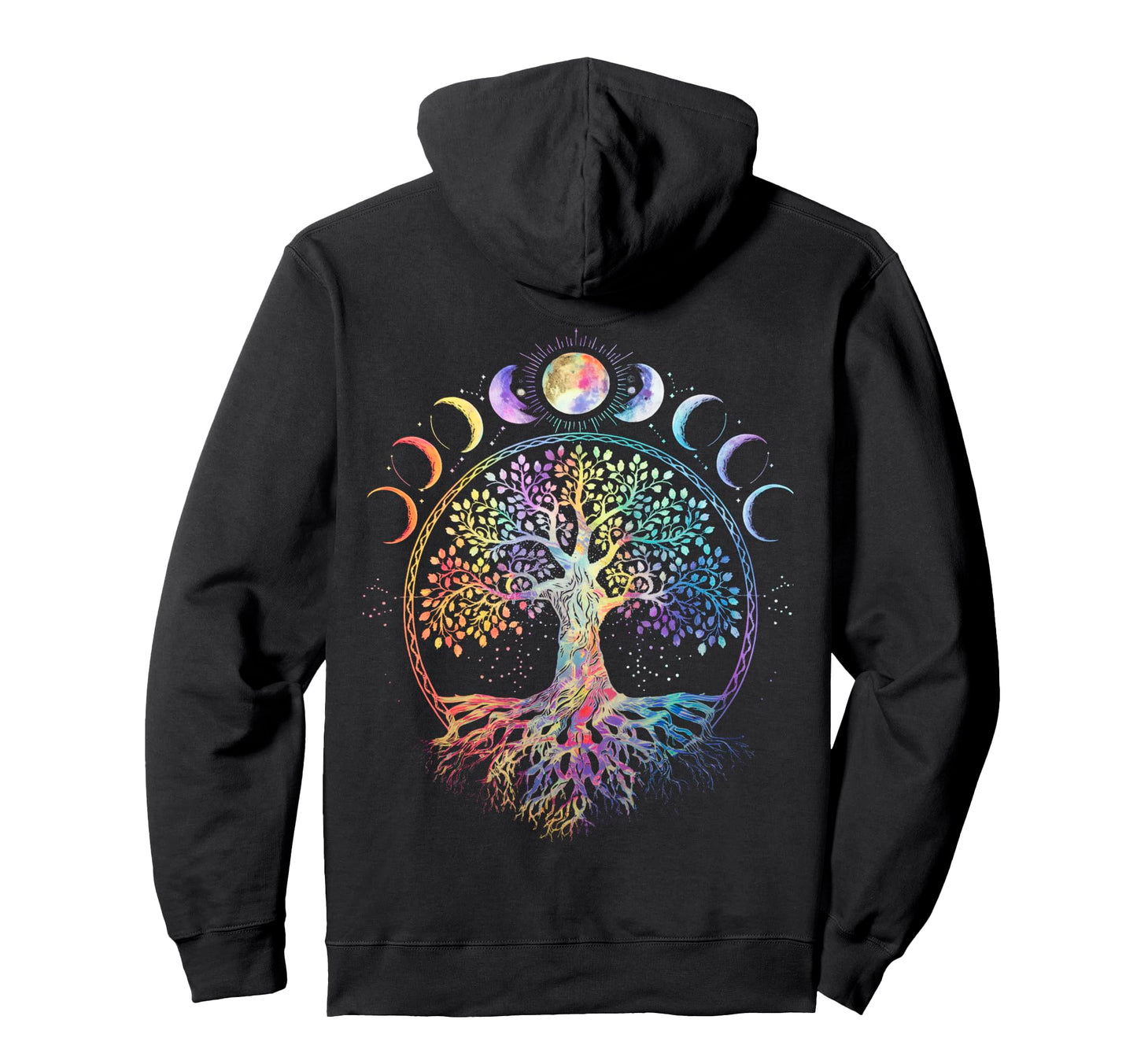 Life Tree Moon Phases Bohemian Boho Hoodie - Aesthetic Graphic Men Women - T-Shirt, Sweatshirt, Hoodie