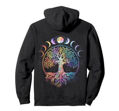 Life Tree Moon Phases Bohemian Boho Hoodie - Aesthetic Graphic Men Women - T-Shirt, Sweatshirt, Hoodie