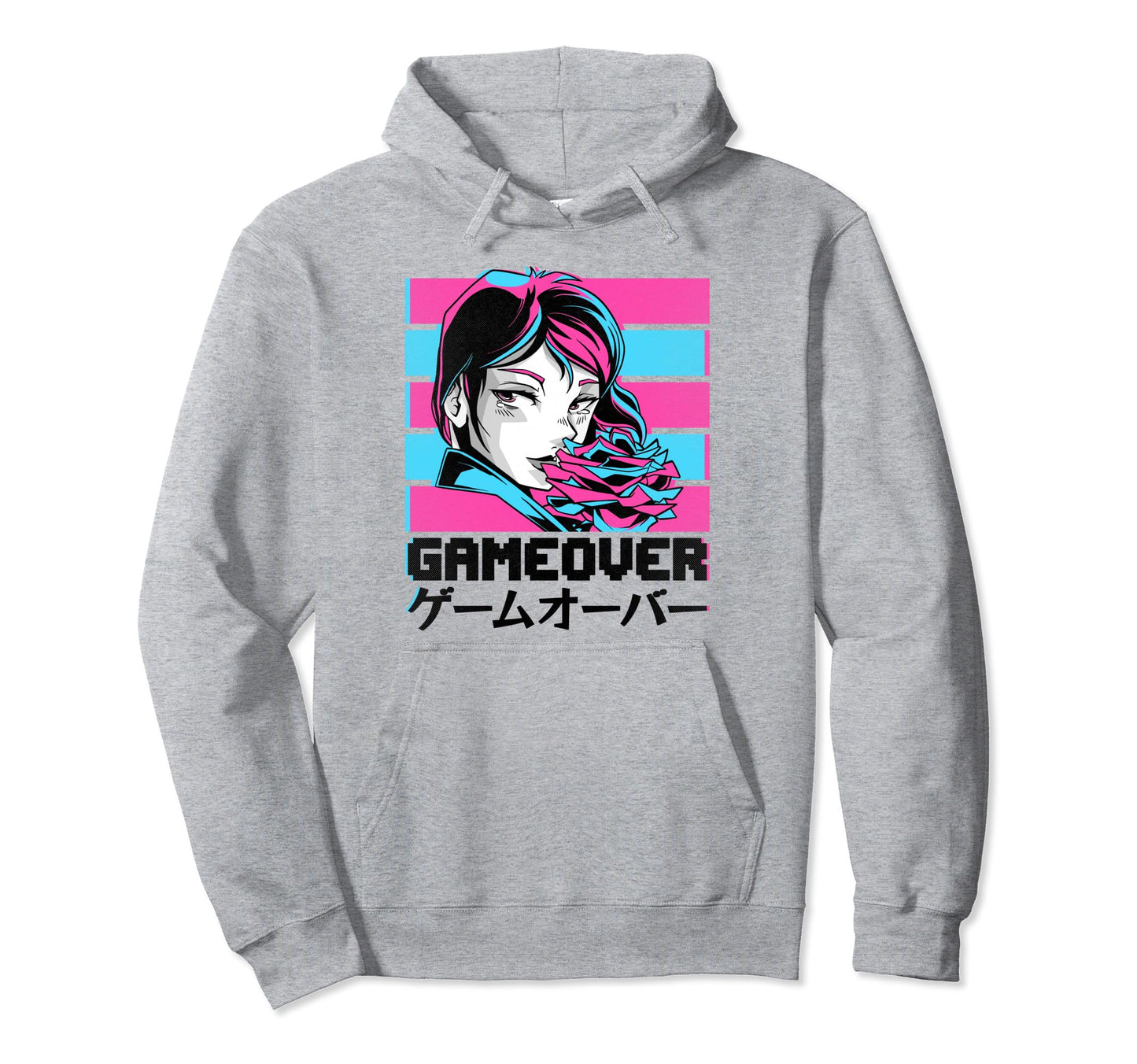 Gameover Anime Aesthetic Vaporwave Hoodie - Streetwear Style Unisex - T-Shirt, Sweatshirt, Hoodie