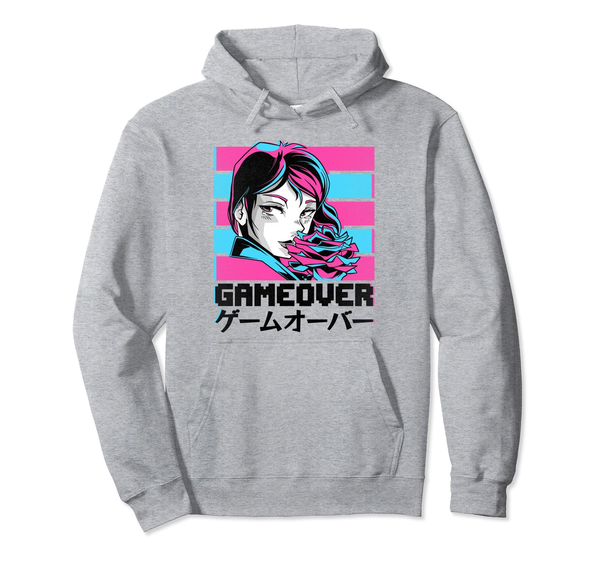 Gameover Anime Aesthetic Vaporwave Hoodie - Streetwear Style Unisex - T-Shirt, Sweatshirt, Hoodie