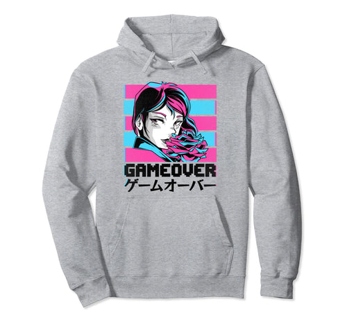 Gameover Anime Aesthetic Vaporwave Hoodie - Streetwear Style Unisex - T-Shirt, Sweatshirt, Hoodie