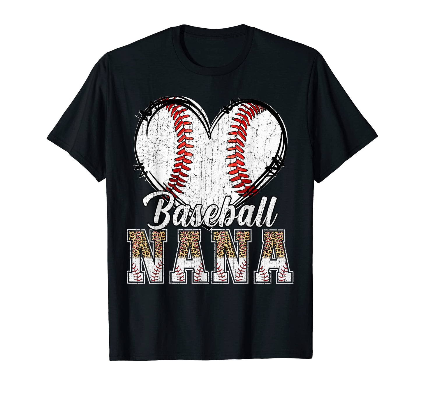 Softball Baseball Nana Heart Leopard T-Shirt - Streetwear Style for Adults - T-Shirt, Sweatshirt, Hoodie