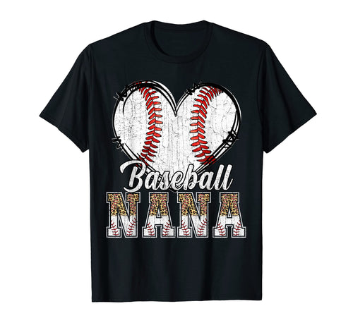 Softball Baseball Nana Heart Leopard T-Shirt - Streetwear Style for Adults - T-Shirt, Sweatshirt, Hoodie