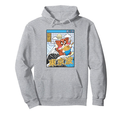 Fox Surfing Kanagawa Wave Kawaii Hoodie - Casual Everyday Wear Men Women - T-Shirt, Sweatshirt, Hoodie