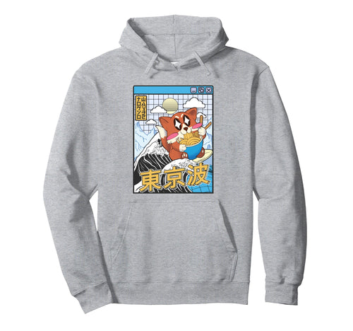 Fox Surfing Kanagawa Wave Kawaii Hoodie - Casual Everyday Wear Men Women - T-Shirt, Sweatshirt, Hoodie