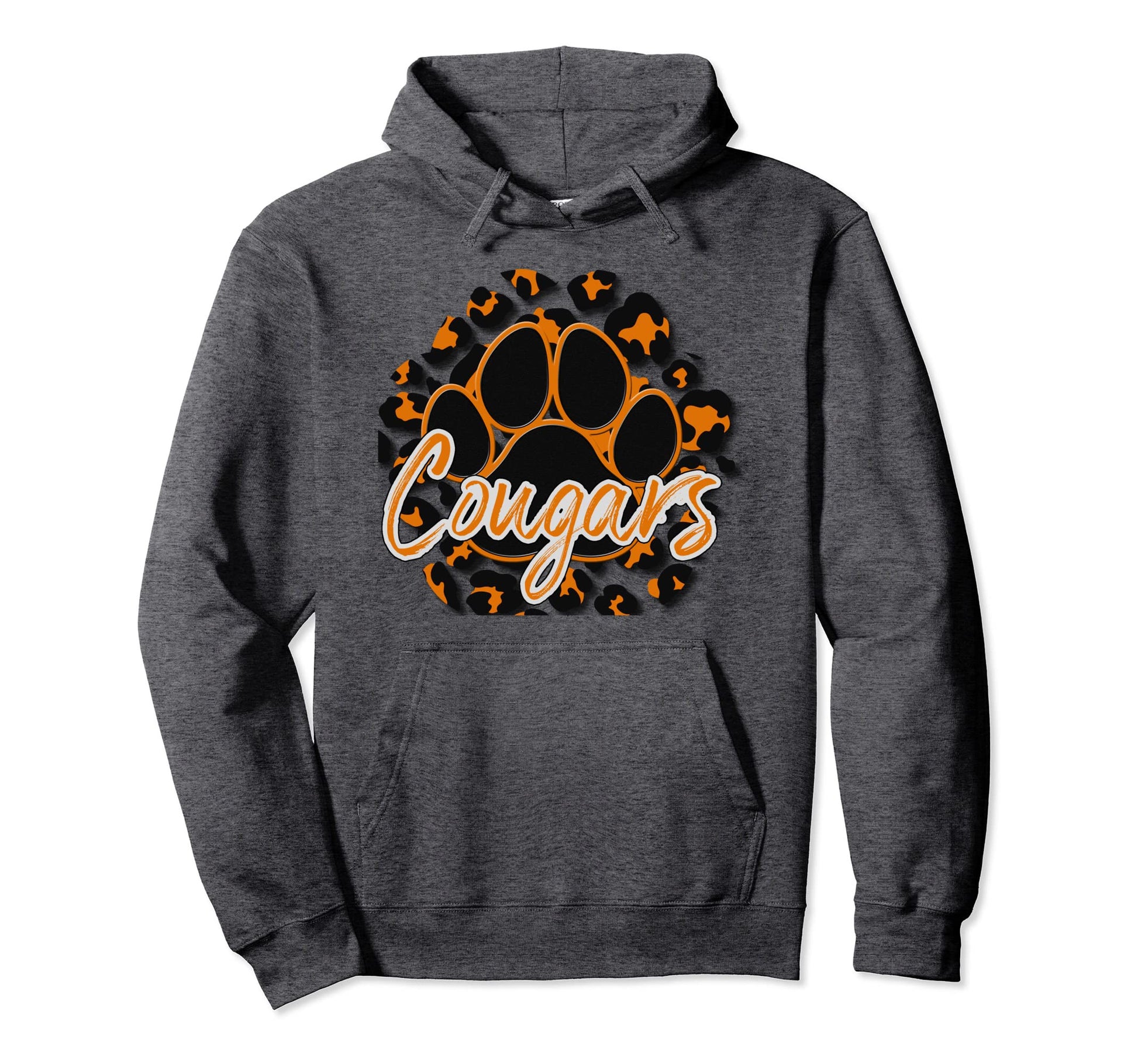Cougar Orange Black Cheetah School Hoodie - Custom Art Print for Adults - T-Shirt, Sweatshirt, Hoodie