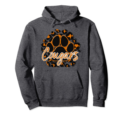 Cougar Orange Black Cheetah School Hoodie - Custom Art Print for Adults - T-Shirt, Sweatshirt, Hoodie