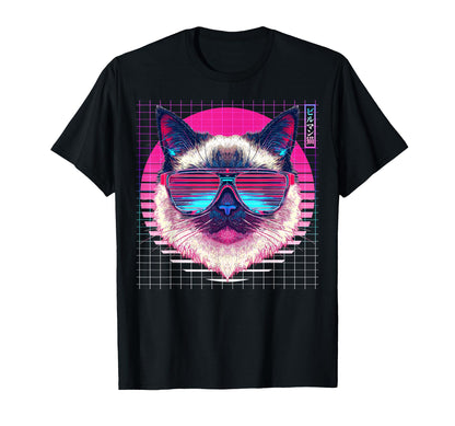 Birman Sunglasses Cat Vaporwave Aesthetic T-Shirt - Unique Graphic Unisex - T-Shirt, Sweatshirt, Hoodie