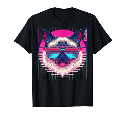 Birman Sunglasses Cat Vaporwave Aesthetic T-Shirt - Unique Graphic Unisex - T-Shirt, Sweatshirt, Hoodie