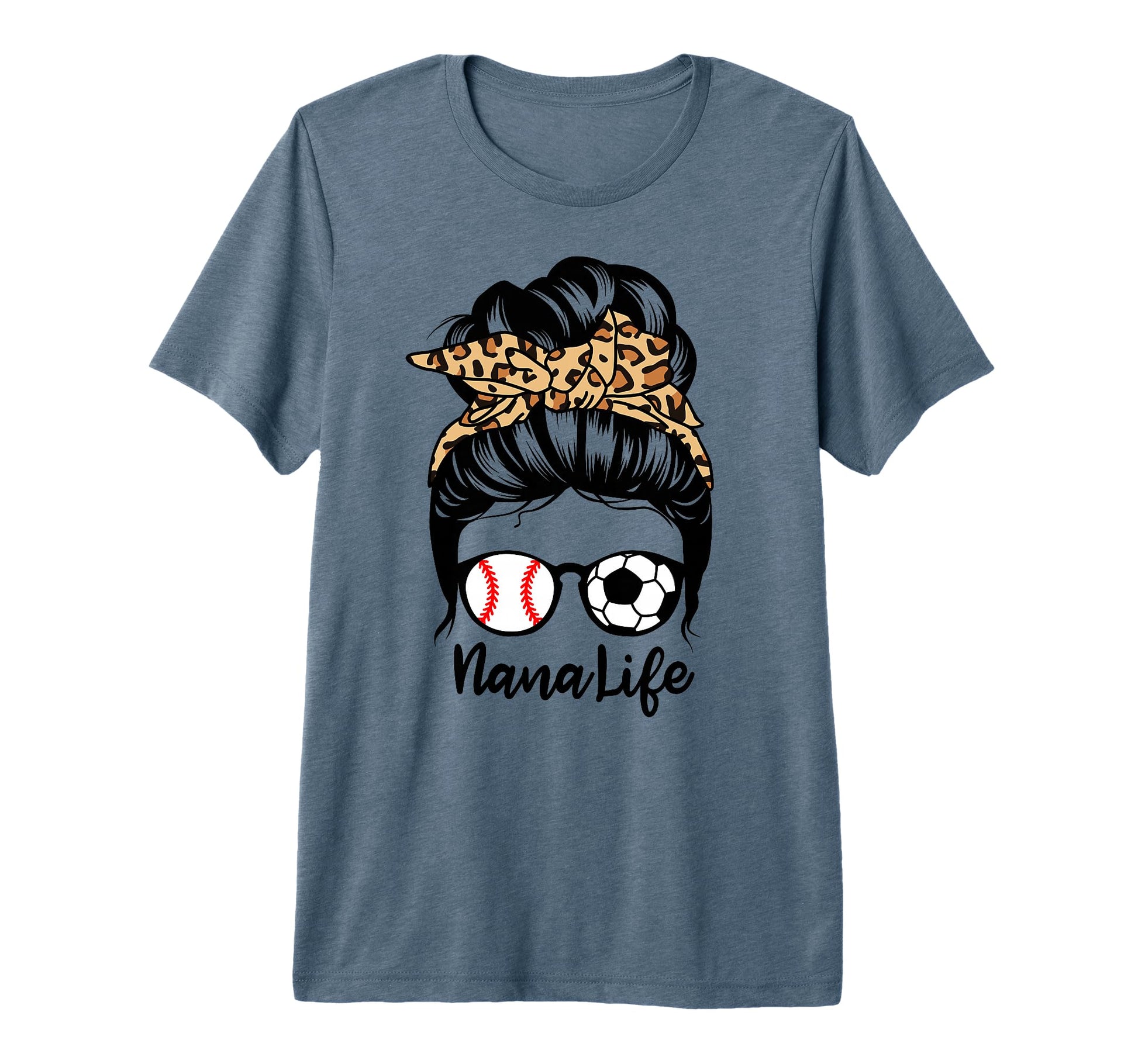 Nana Life Messy Bun Hair Funny Soccer T-Shirt - Custom Art Print Unisex - T-Shirt, Sweatshirt, Hoodie