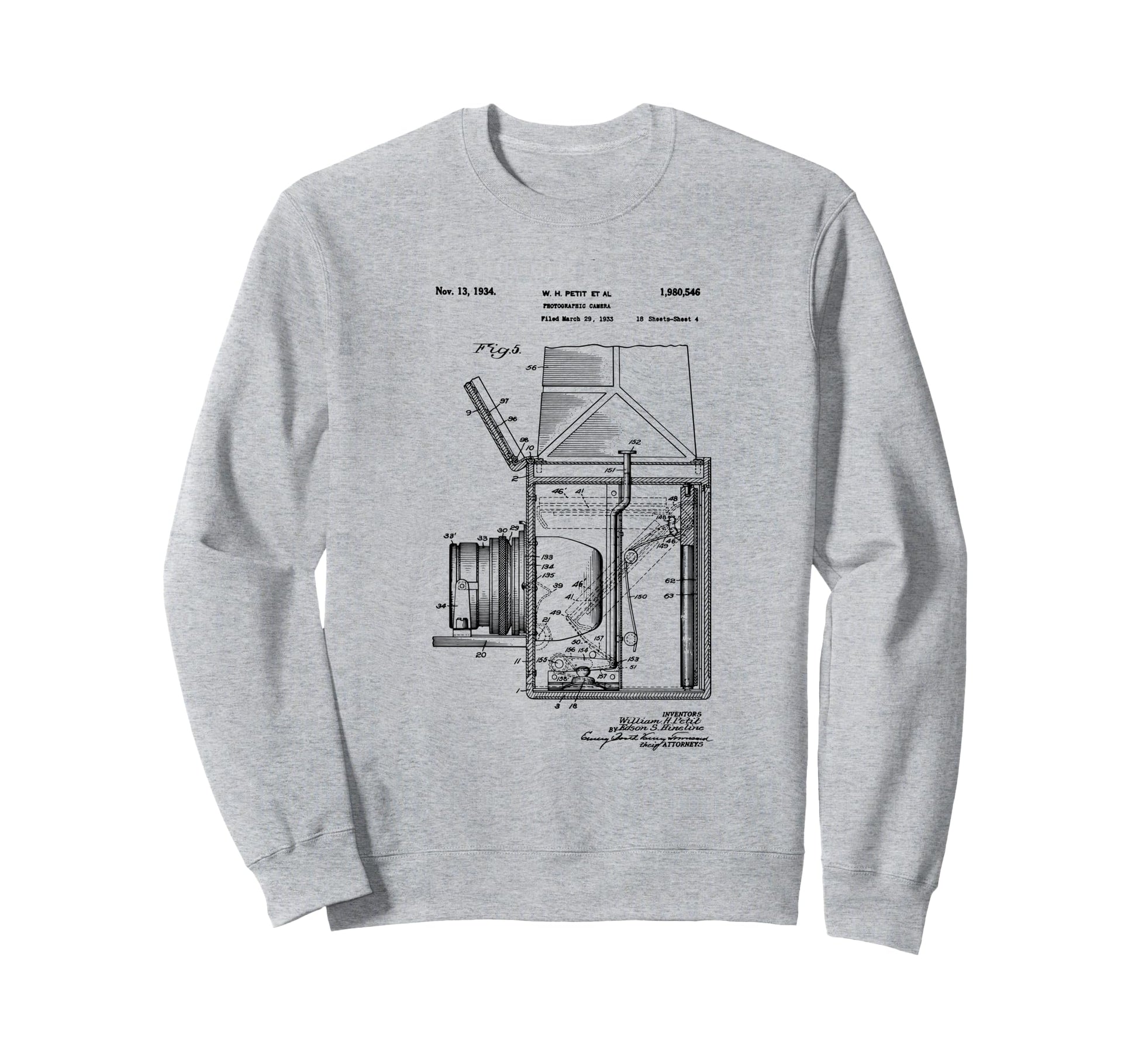 Camera Photographic Patent 1934 Sweatshirt - Custom Art Print Men Women - T-Shirt, Sweatshirt, Hoodie