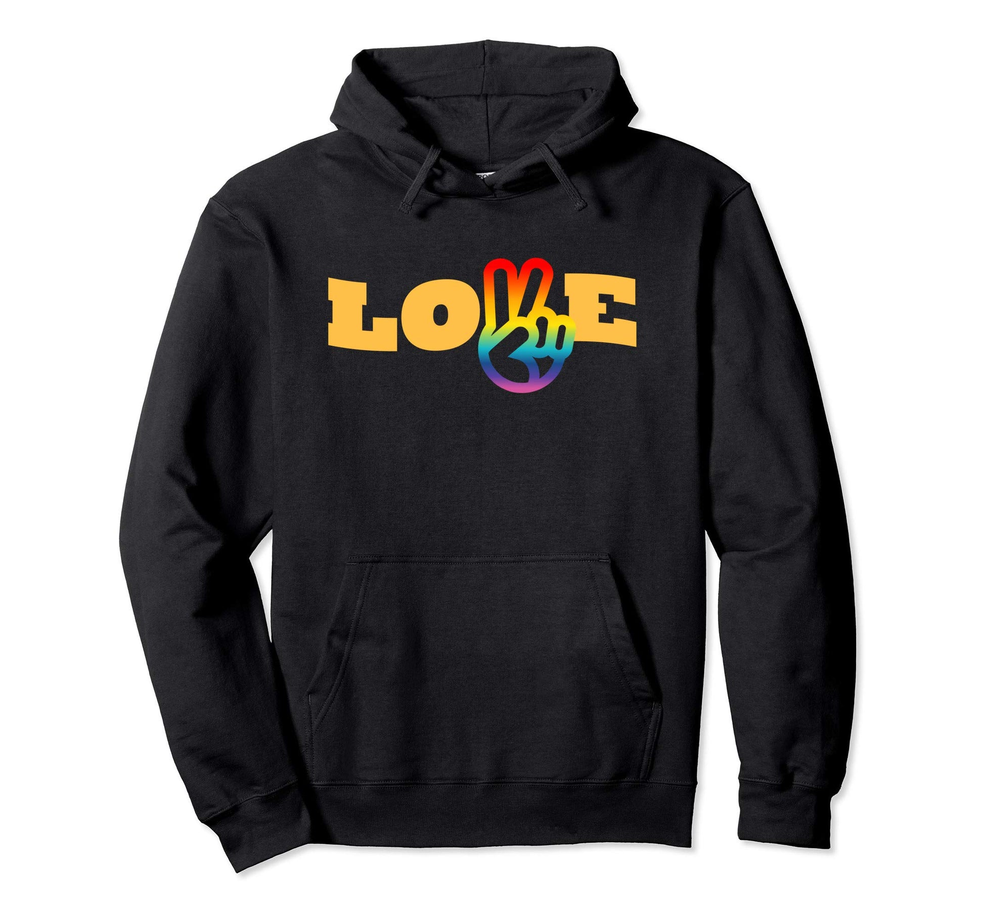 Gay Love Peace Gay Pride Rainbow Hoodie - Custom Art Print Unisex - T-Shirt, Sweatshirt, Hoodie