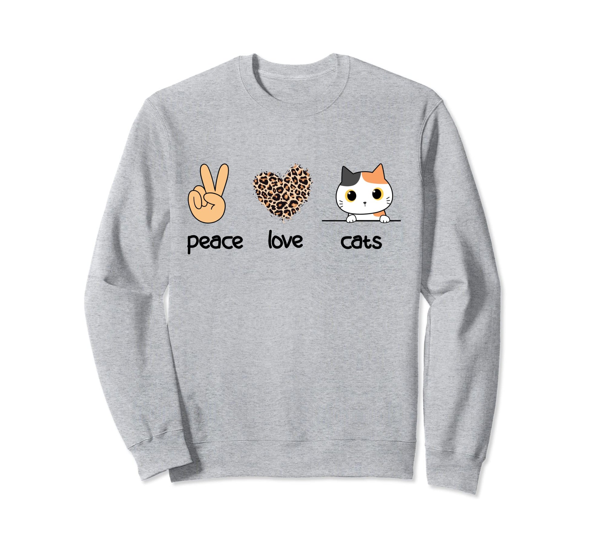 Cat Lover Peace Lover Leopard Sweatshirt - Aesthetic Graphic for Adults - T-Shirt, Sweatshirt, Hoodie