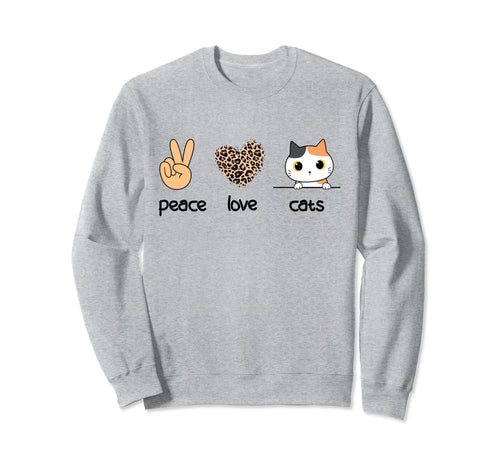 Cat Lover Peace Lover Leopard Sweatshirt - Aesthetic Graphic for Adults - T-Shirt, Sweatshirt, Hoodie