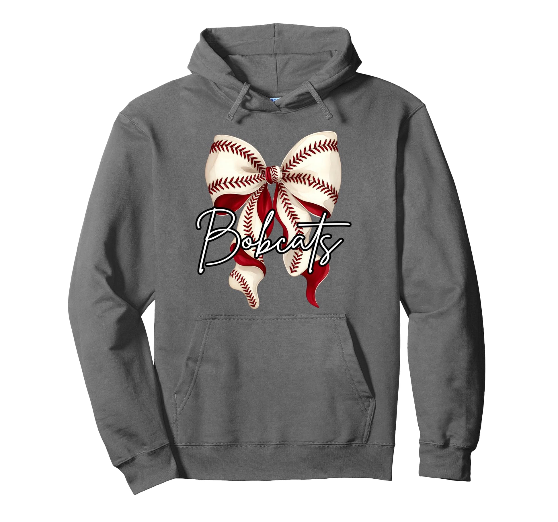 Bobcats Baseball Mom Coquette Bow Hoodie - Minimalist Print for Adults - T-Shirt, Sweatshirt, Hoodie