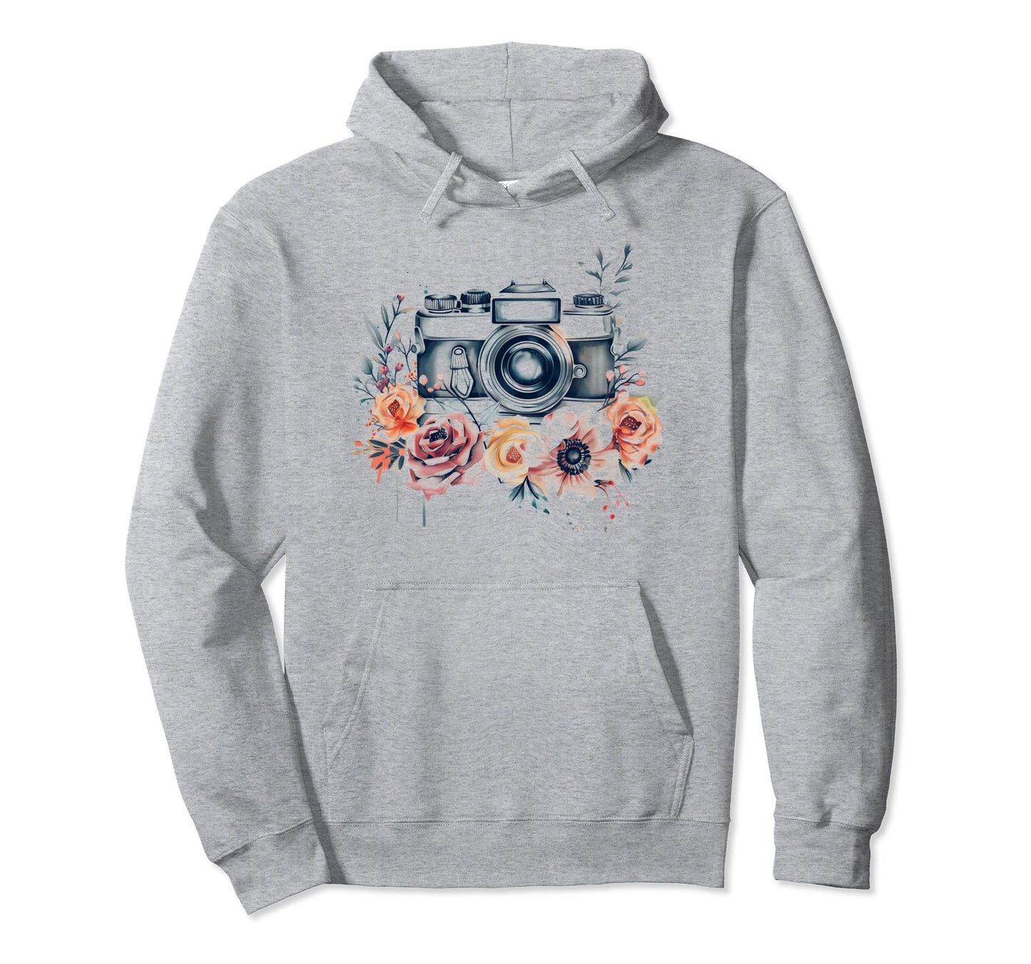 Photographer Camera Flowers Hoodie - Minimalist Print for Adults - T-Shirt, Sweatshirt, Hoodie