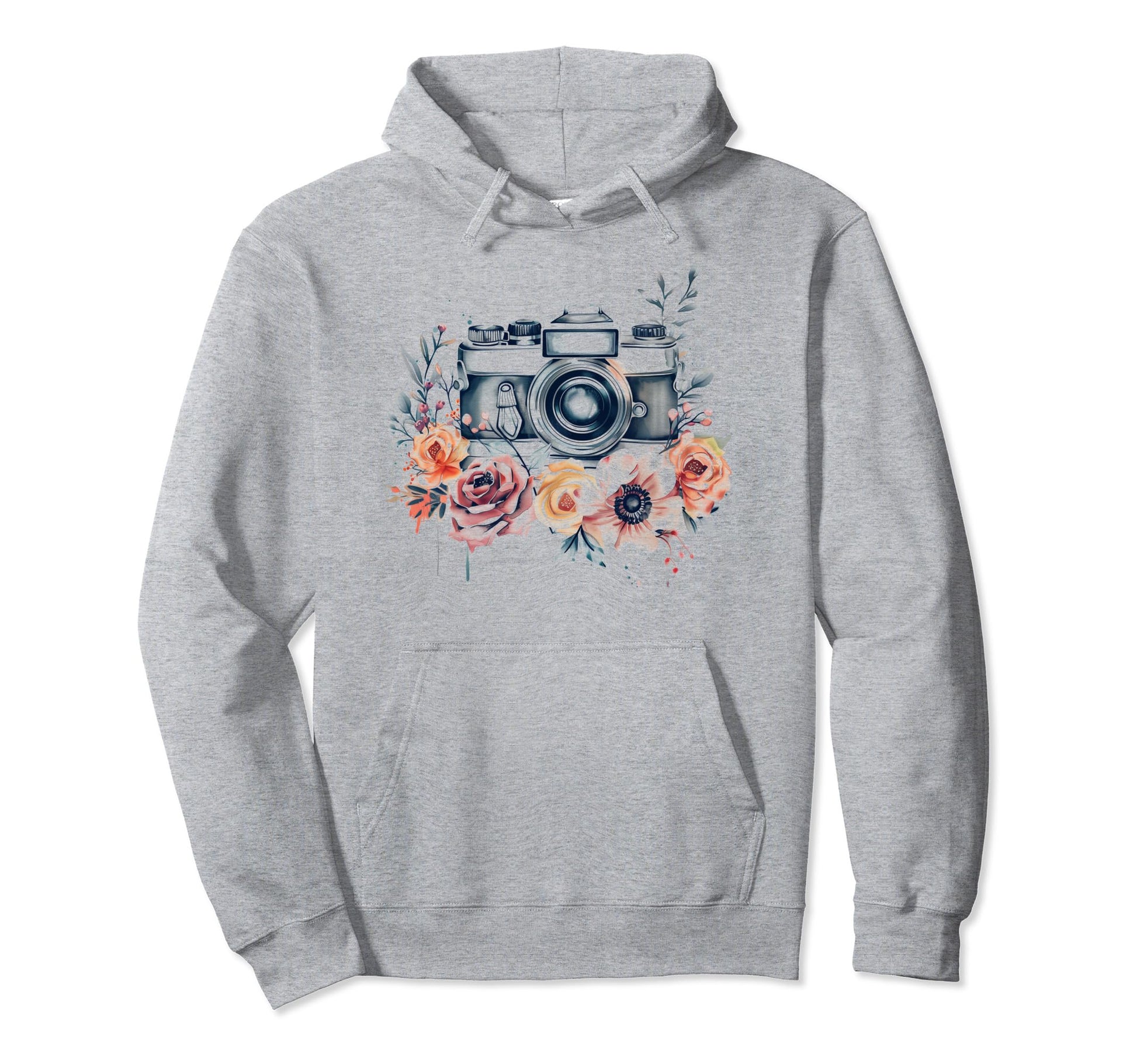 Photographer Camera Flowers Hoodie - Minimalist Print for Adults - T-Shirt, Sweatshirt, Hoodie