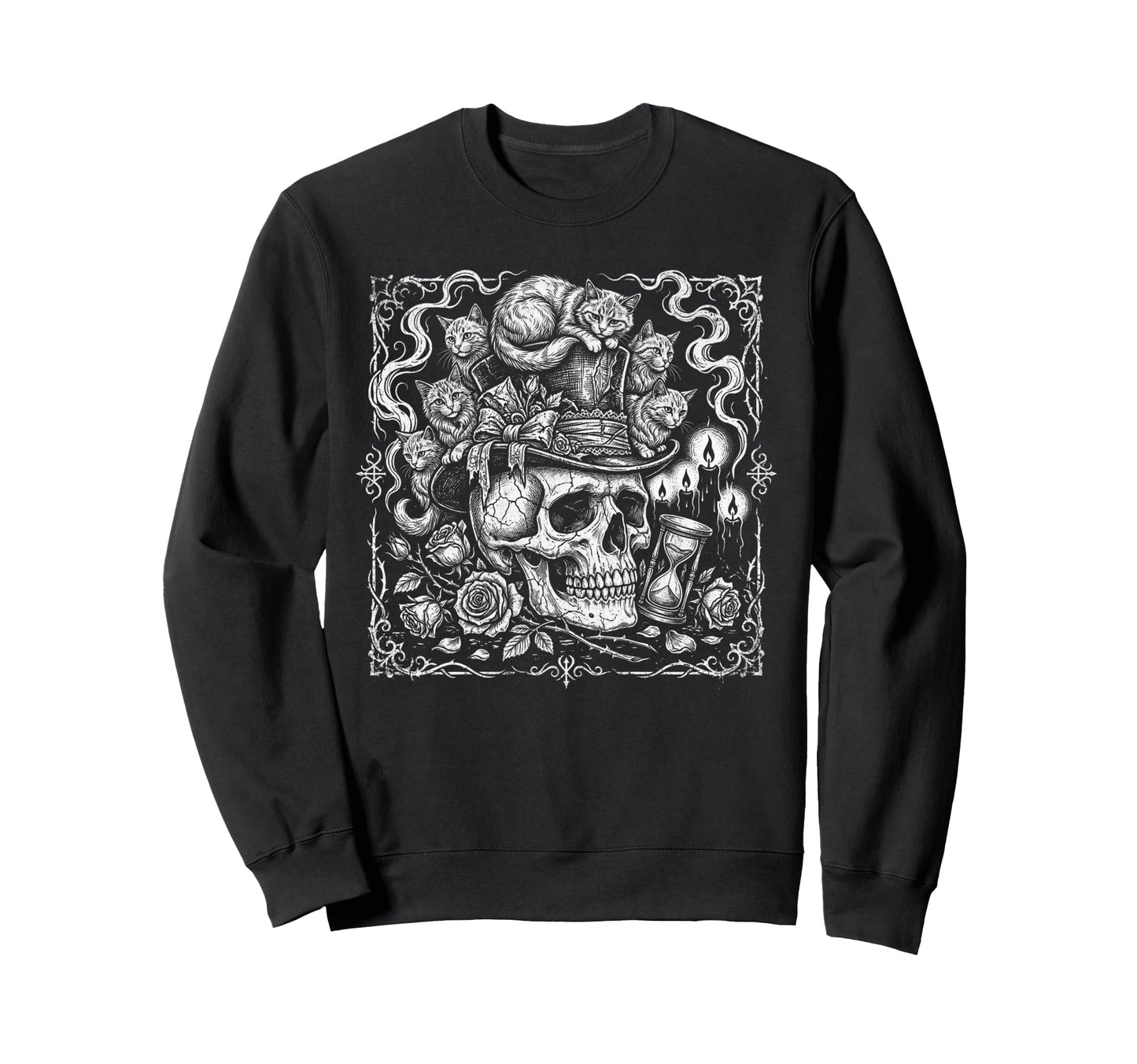Skull Cat Skeleton Kitty Kitten Sweatshirt - Fun Novelty Design for Adults - T-Shirt, Sweatshirt, Hoodie