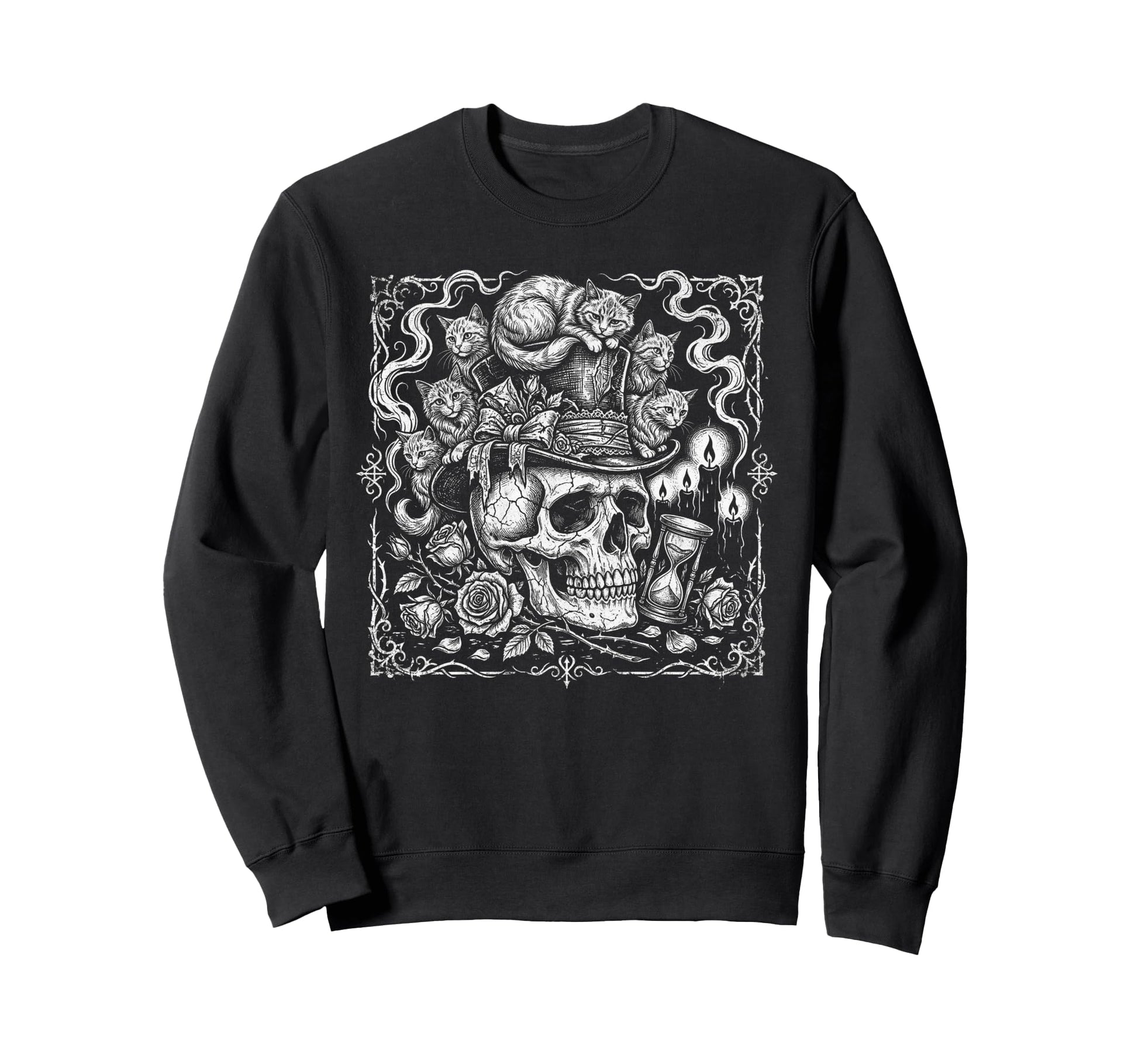 Skull Cat Skeleton Kitty Kitten Sweatshirt - Fun Novelty Design for Adults - T-Shirt, Sweatshirt, Hoodie
