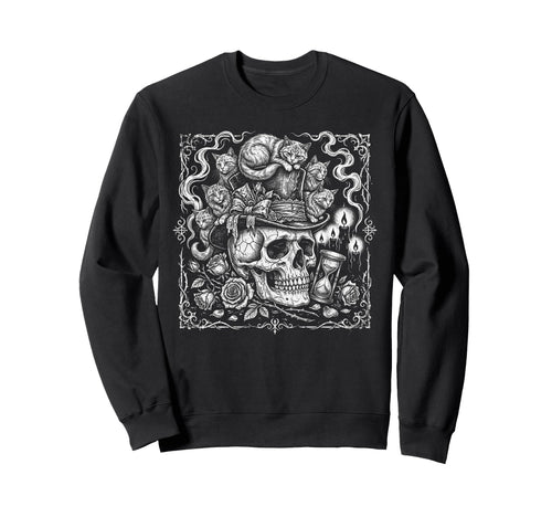 Skull Cat Skeleton Kitty Kitten Sweatshirt - Fun Novelty Design for Adults - T-Shirt, Sweatshirt, Hoodie