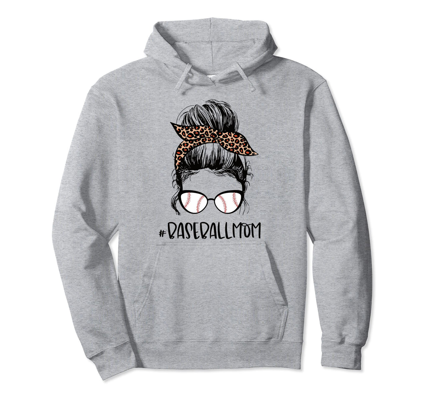 Leopard Baseball Mom Messy Bun Game Hoodie - Streetwear Style Men Women - T-Shirt, Sweatshirt, Hoodie