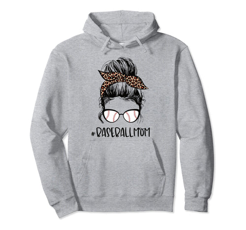 Leopard Baseball Mom Messy Bun Game Hoodie - Streetwear Style Men Women - T-Shirt, Sweatshirt, Hoodie