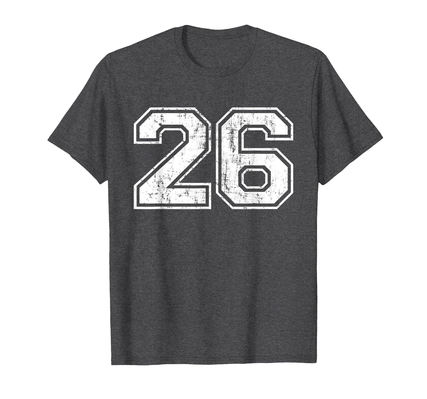 Number 26 Varsity Distressed Sports T-Shirt - Fun Novelty Design Unisex - T-Shirt, Sweatshirt, Hoodie